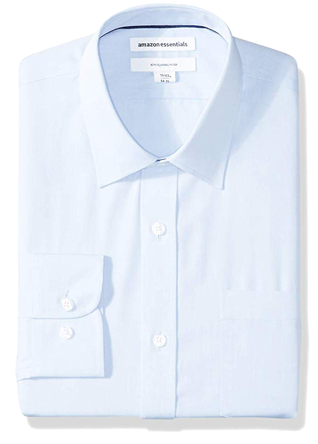 Slim-fit light blue slim fit shirt by Amazon Essentials