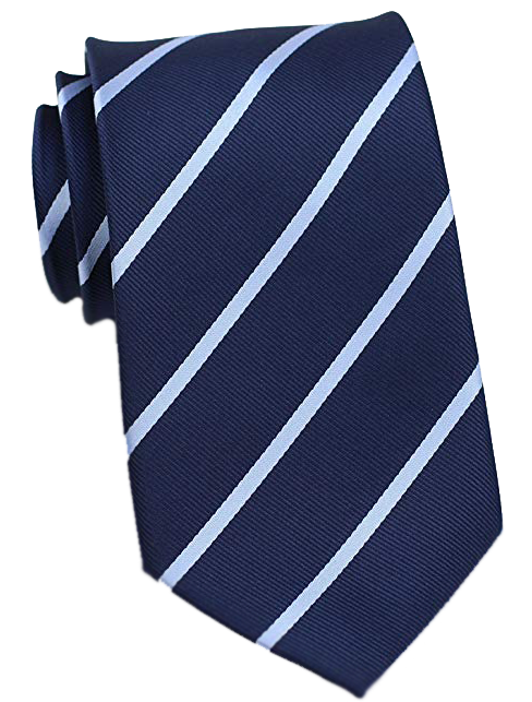 Striped dark blue tie with powder-blue stripes by Bows&Ties
