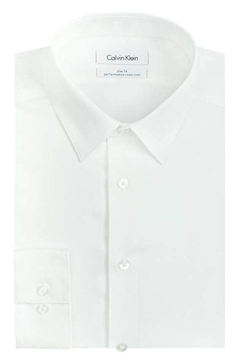 Slim-fit herringbone white shirt by Calvin Klein