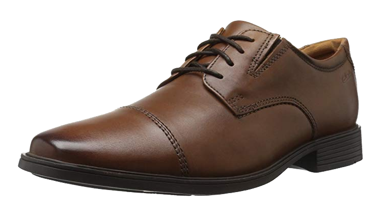 brown cap toe derby shoes by Clarks