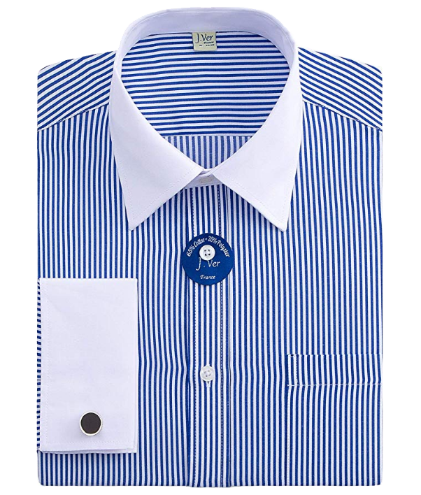 Regular-fit blue shirt with white collar by J.Ver