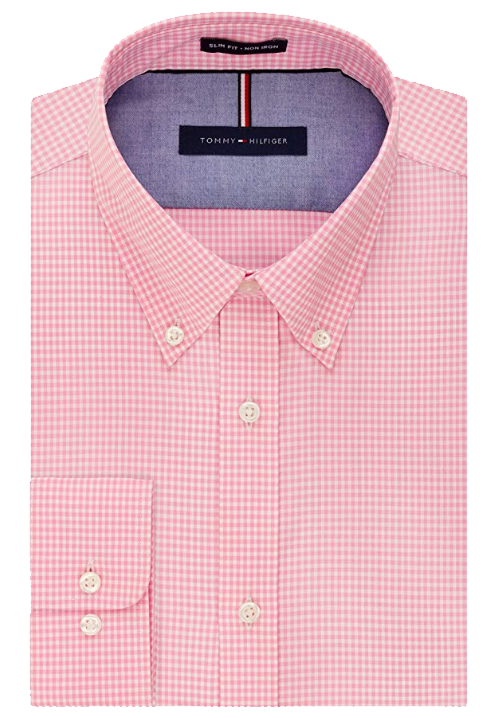 Slim-fit pink gingham shirt by Tommy Hilfiger