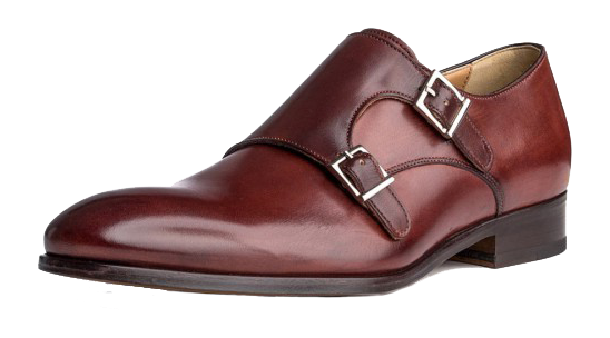 Burgundy leather double monk strap dress shoes by Ace Marks