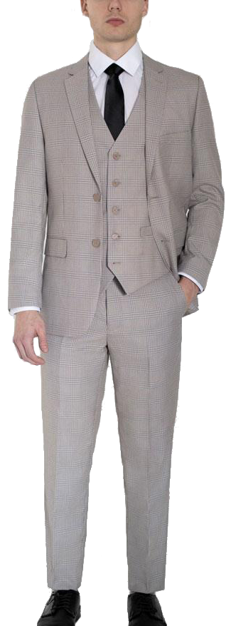 Three-piece beige suit by Alain Dupetit