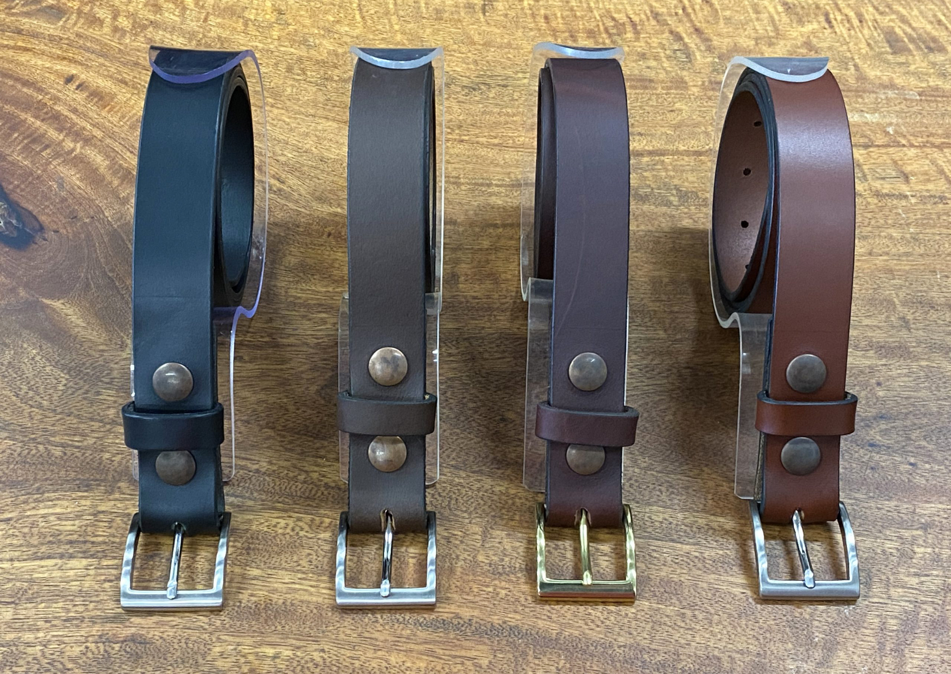 different leather color belts