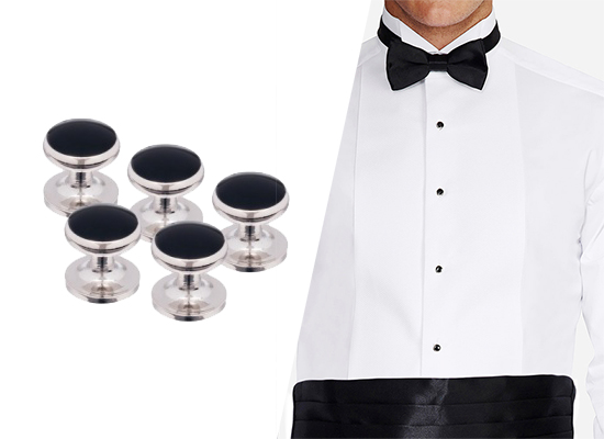 how to wear button studs on tuxedo shirt
