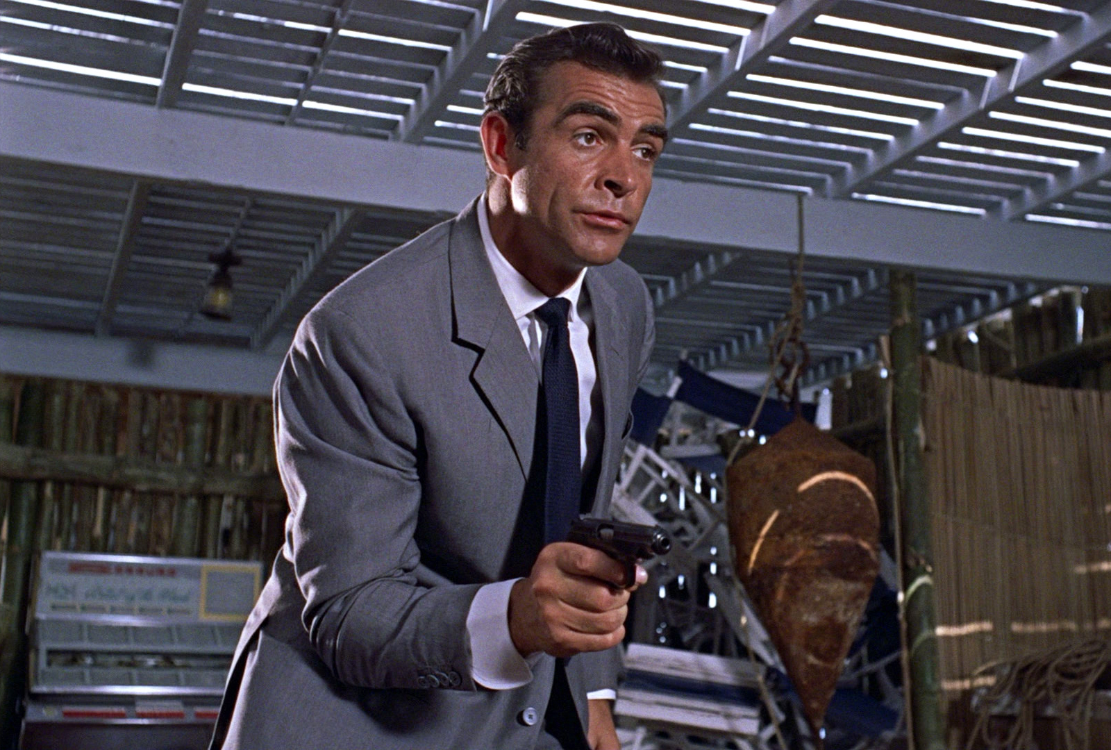 James Bond wears a light grey mohair suit in Dr. No
