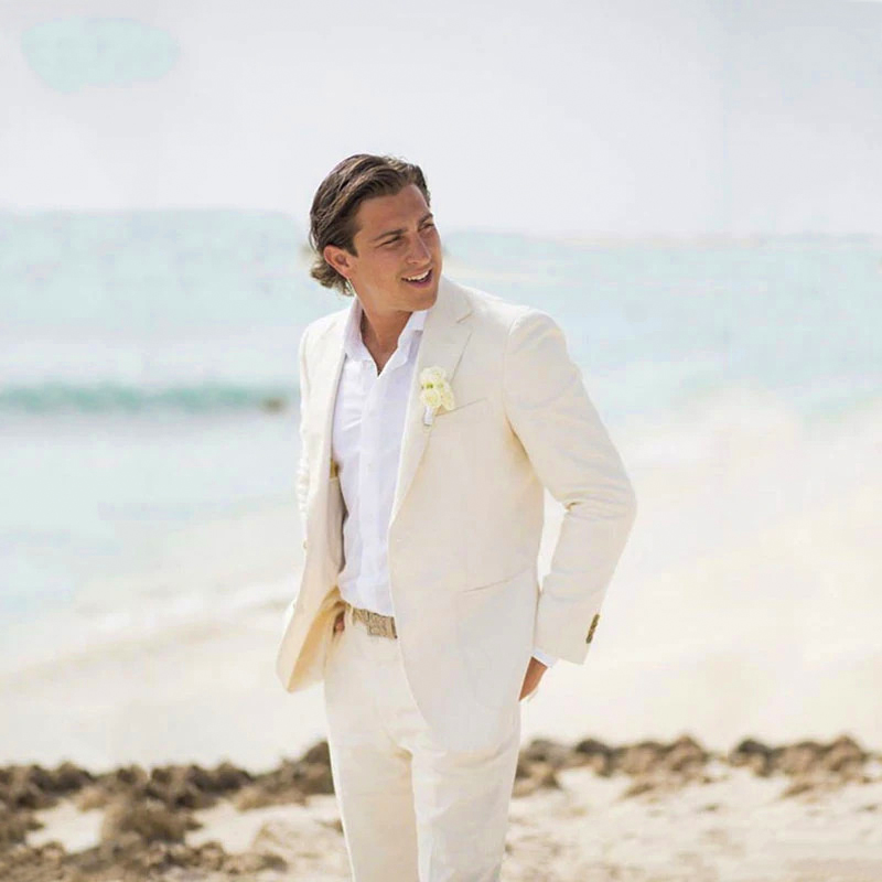 Wedding suit made of linen for summer season