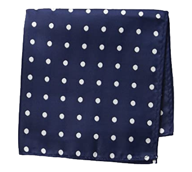 White-dotted navy pocket square set with tie by Stacy Adams
