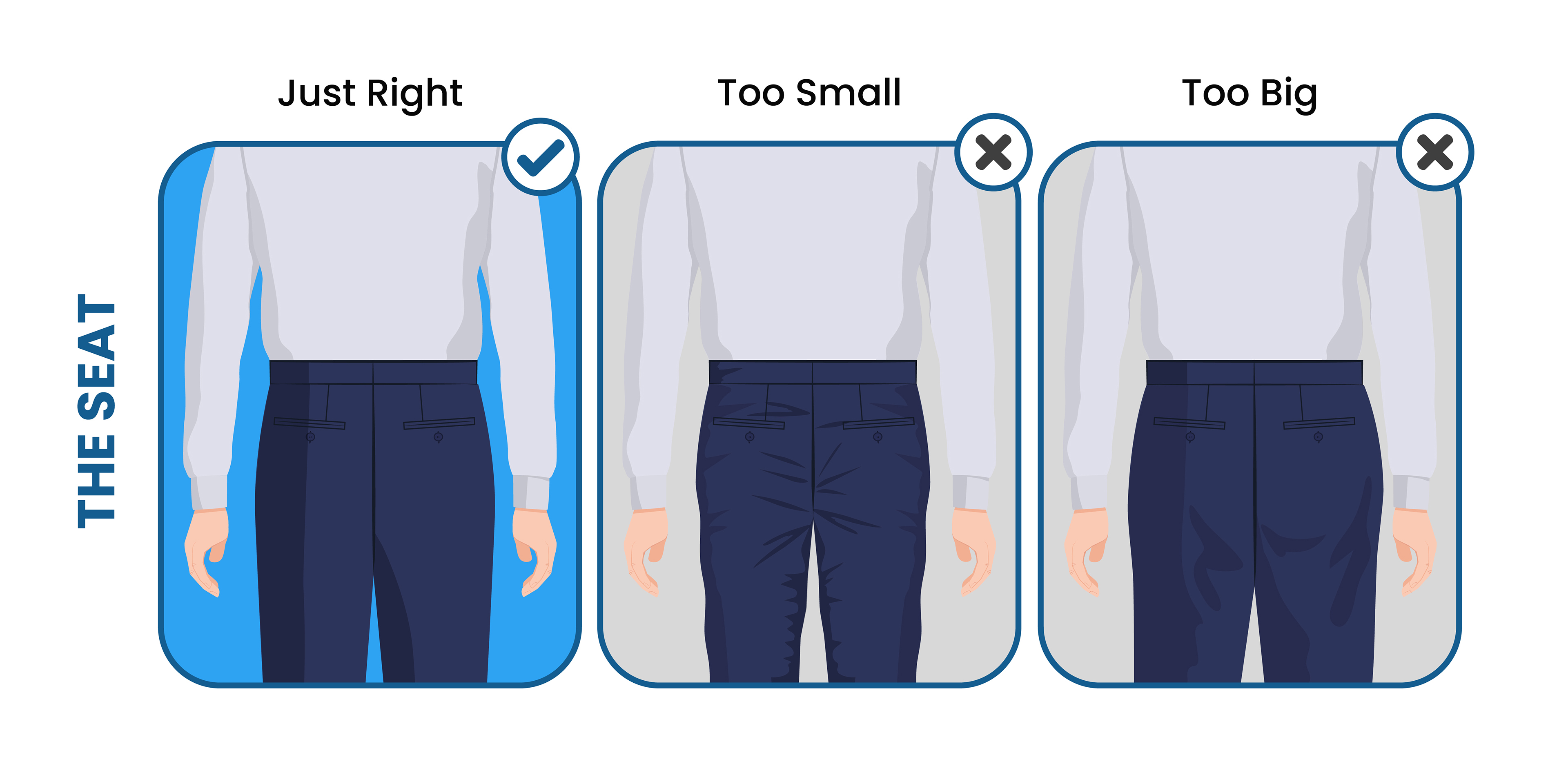 how the suit pants seat should fit