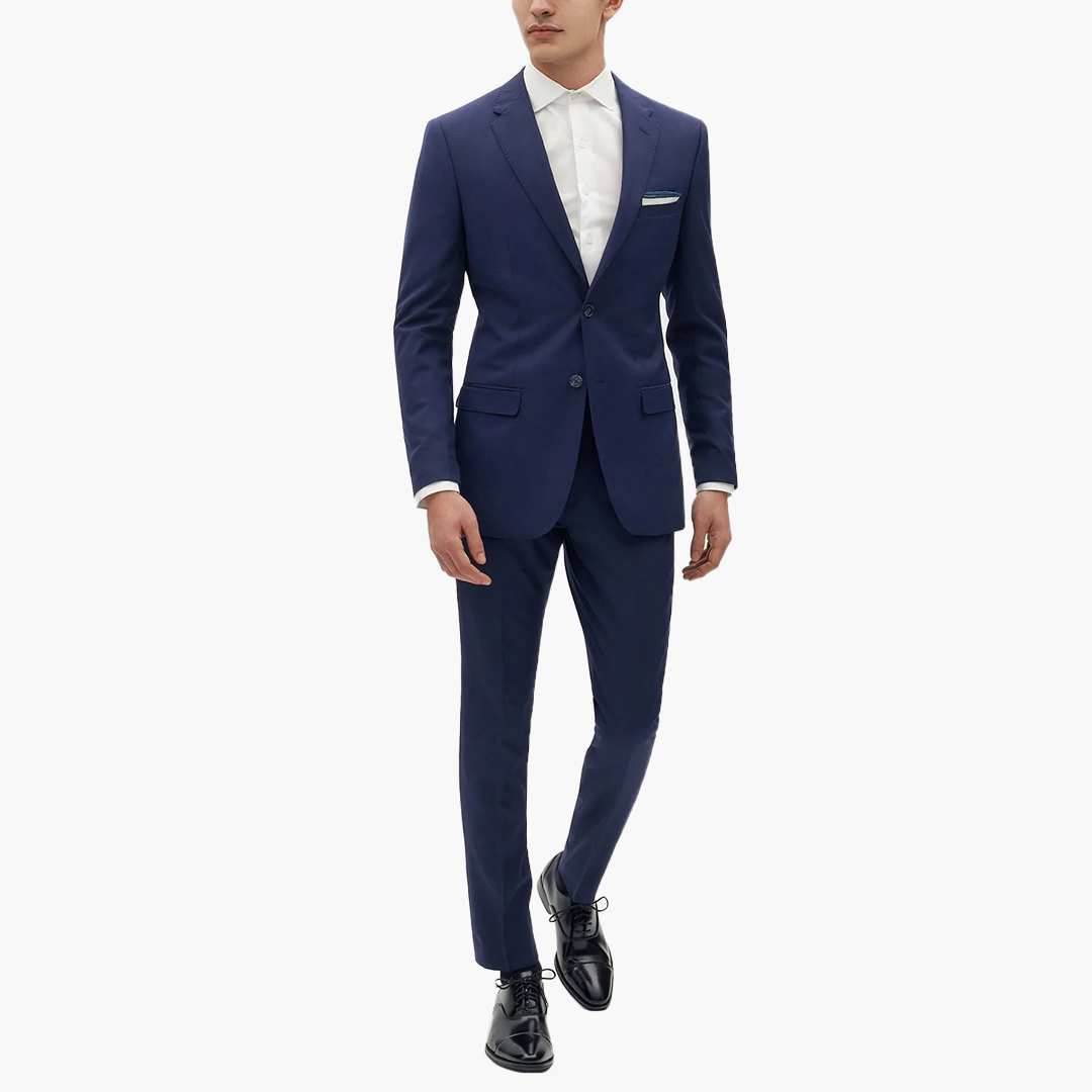 blue polyester suit by Suitshop
