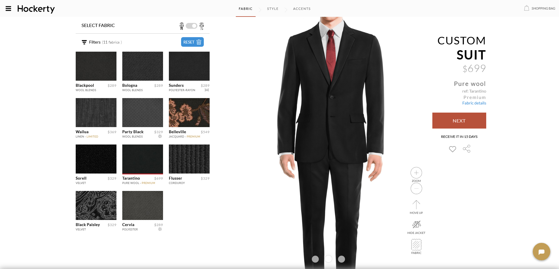 tarantino: black suit fabric from Hockerty
