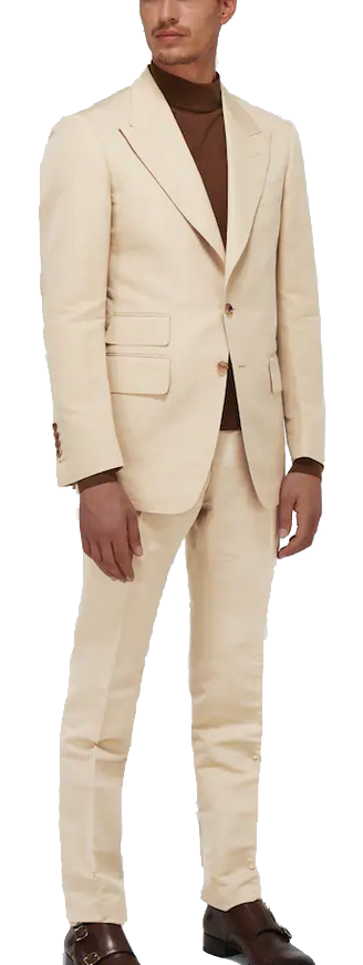 cotton peak-lapel beige suit by Tom Ford