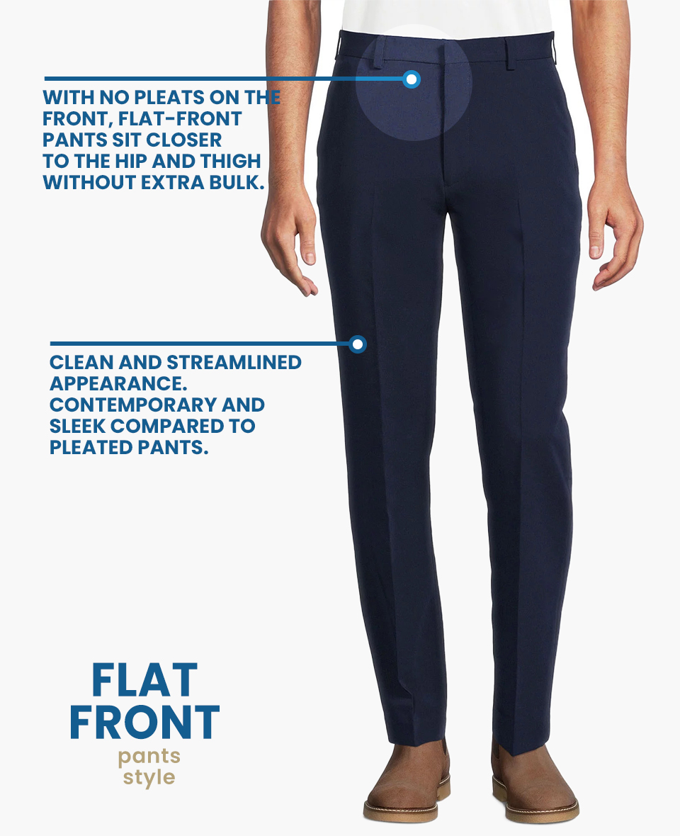 flat-front suit pants type